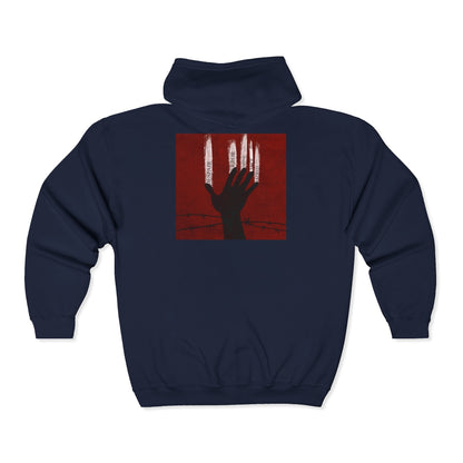 Unisex Zip Hoodie - Perfect for Spooky Season, Scary Movie Nights, Gift for Horror Fans, Unique Sweatshirt, Cozy Warmth Printify