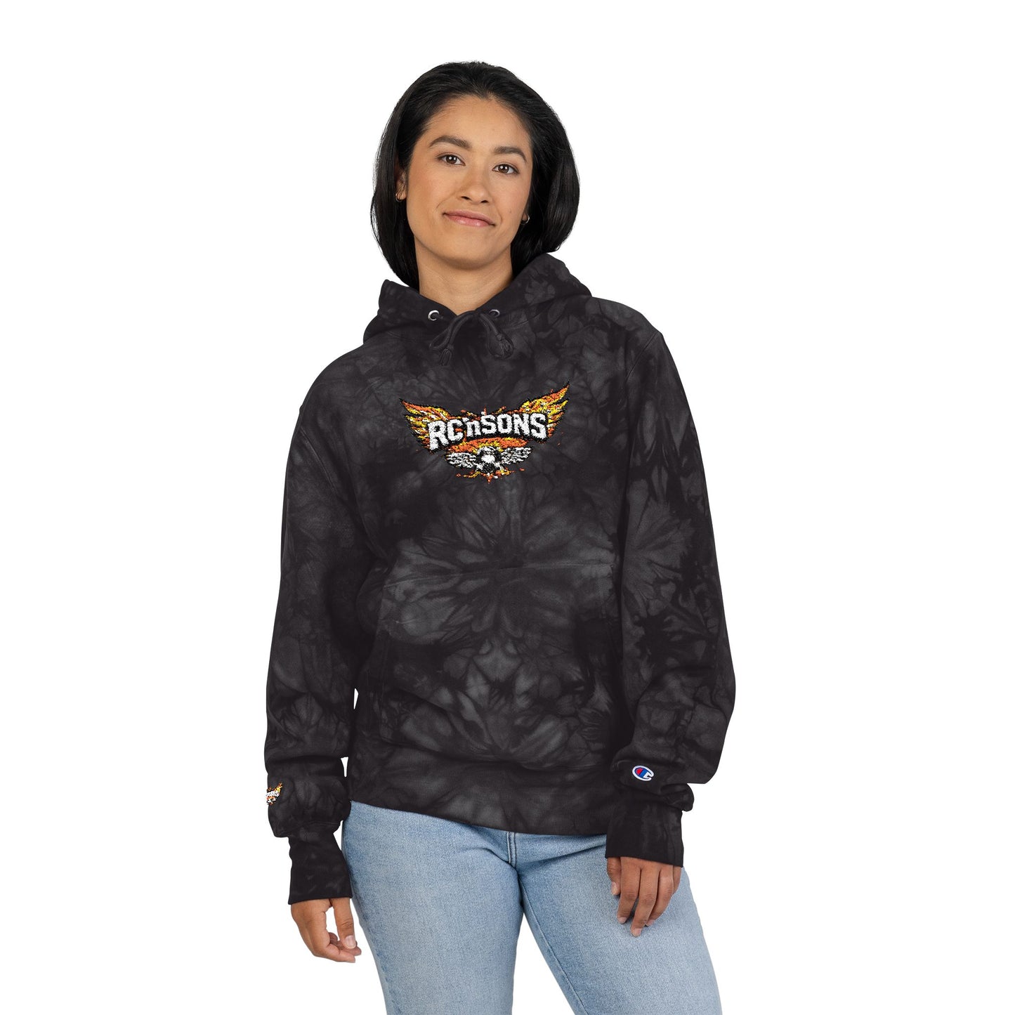 Tie-Dye Embroidered Hoodie — Roosters Wing Logo