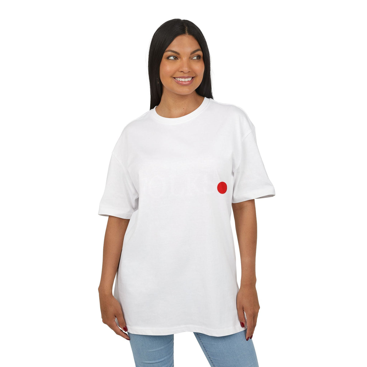 Oversized Tee with Bold Red Dot, Everyday Tee Printify
