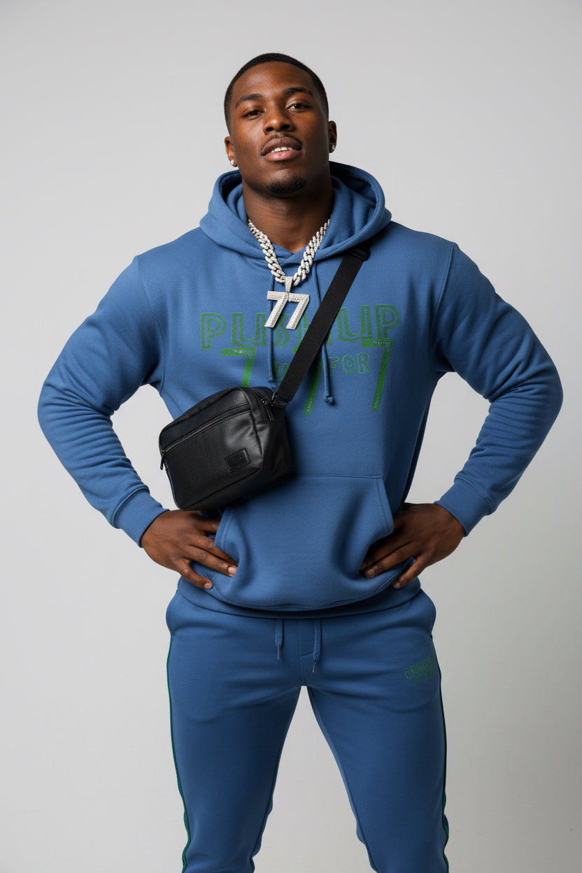 Push-Up 777 Graphic Hooded Sweatshirt for Fitness Enthusiasts