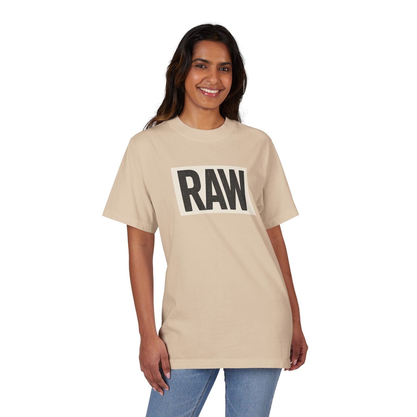 Stylish Unisex Graphic T-Shirt with 'RAW' Print, Casual Streetwear, Everyday Wear, Gift for Friends, Fashionable Basics Printify