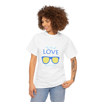 Unisex Heavy Cotton Tee - 'We Love Sightview' Sunglasses Design - Casual Summer Fashion