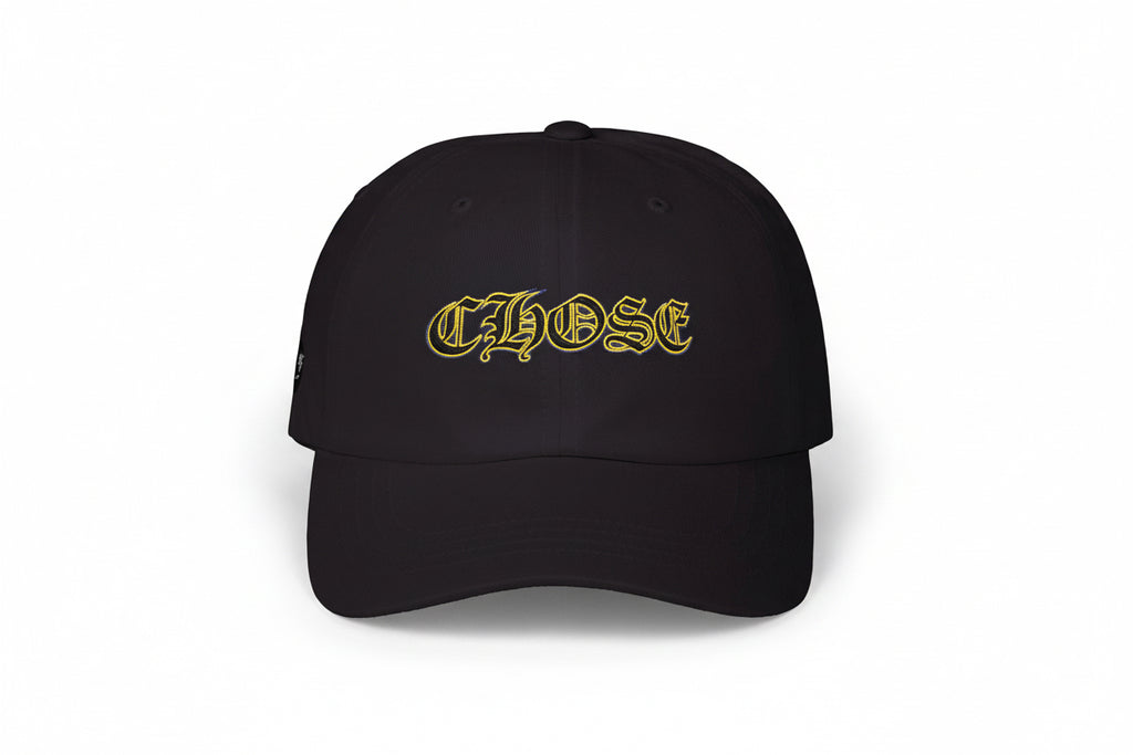 Dad Cap — 'CHOSÉ' Gold Gothic Embroidered Baseball Hat