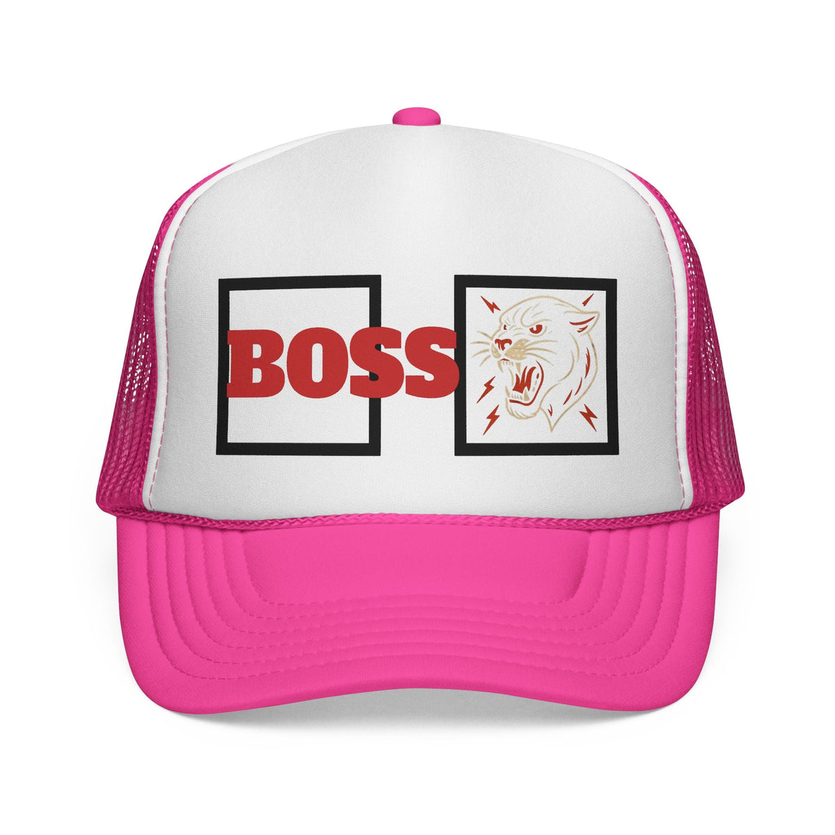 Bold Boss Trucker Cap - Eye-Catching Statement Hat for Leaders, Cool Gifts for Him & Her, Fun Outdoor Style, 'Boss' Design Printify