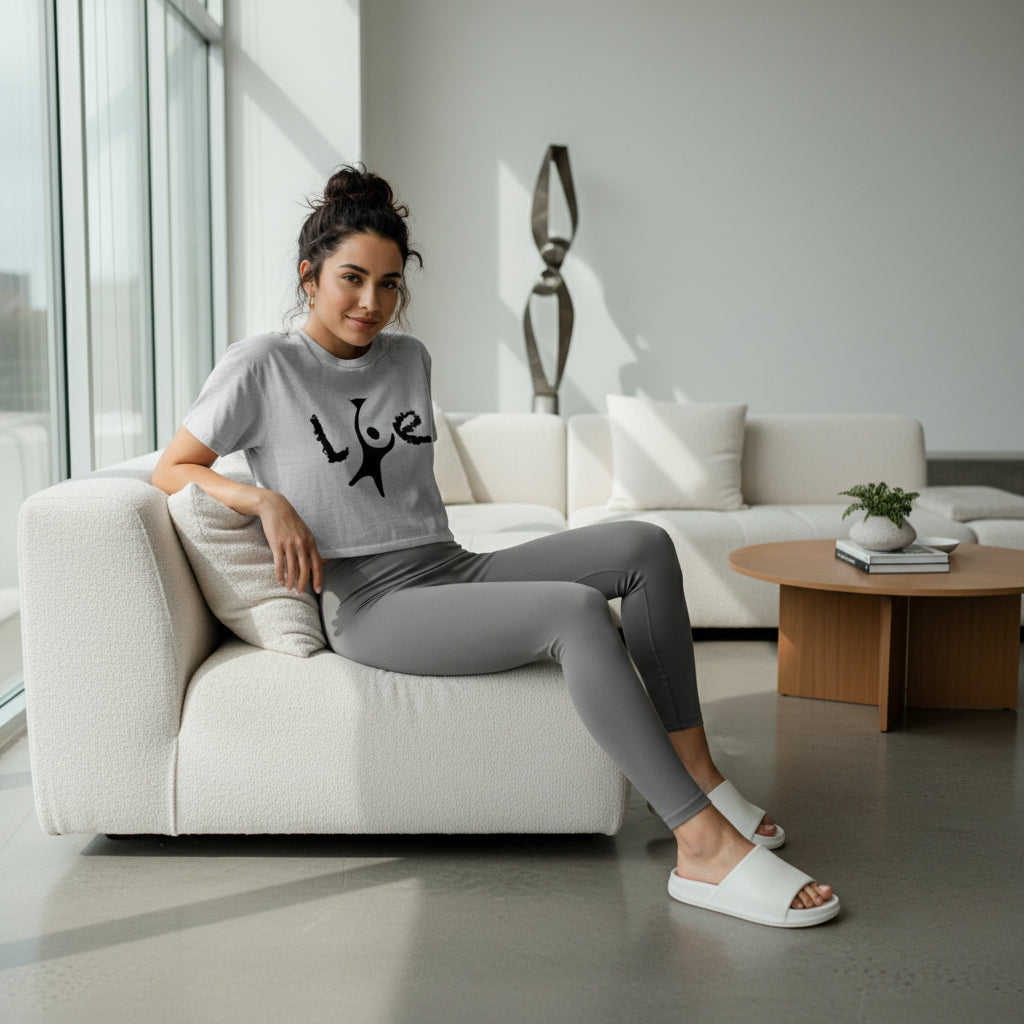 Cropped T-Shirt with 'Love' Design Printify