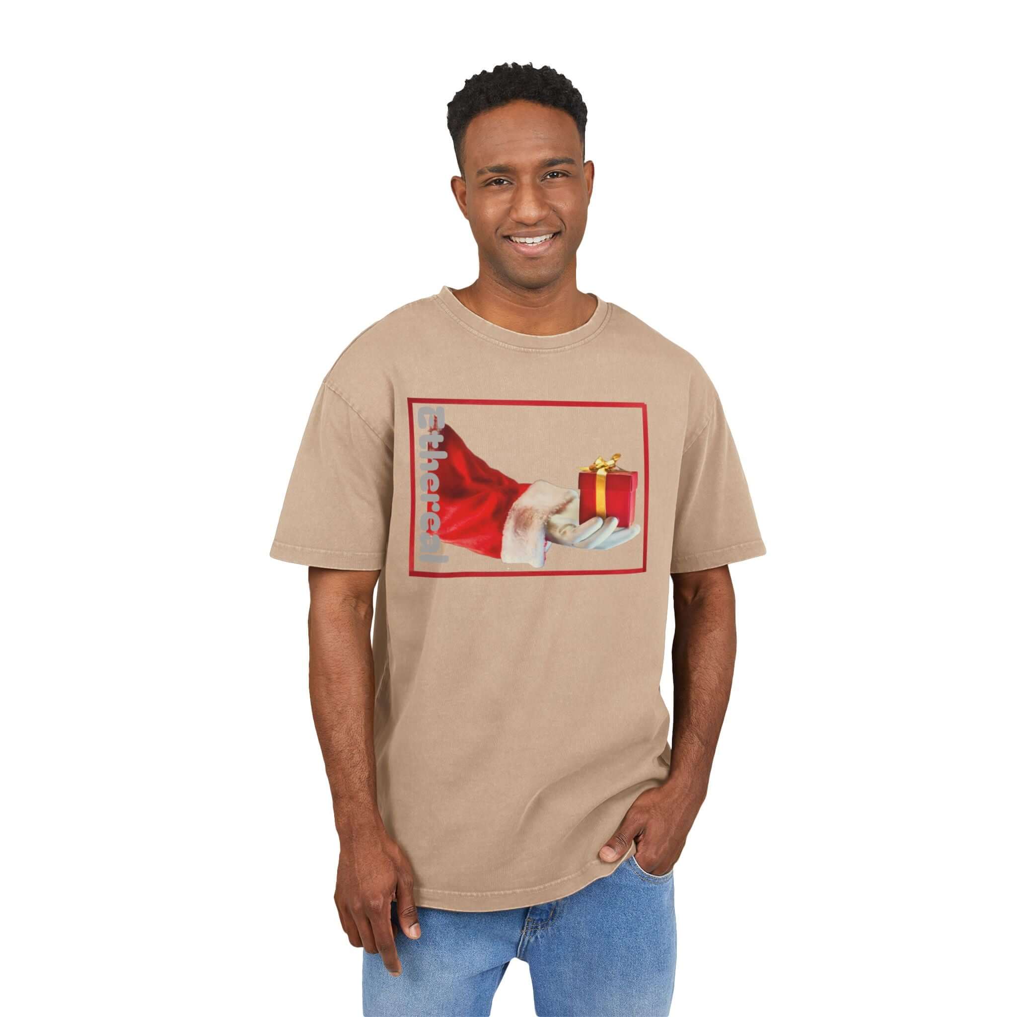 Tee Santa Claus Acid Washed Men's Oversize Heavy
