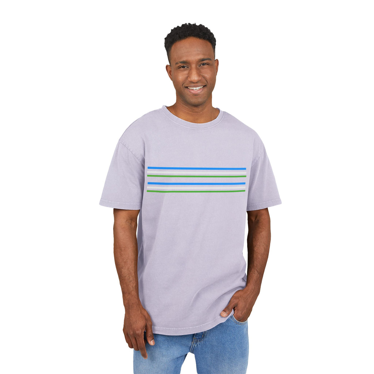 Oversize Tee with Bold Lines