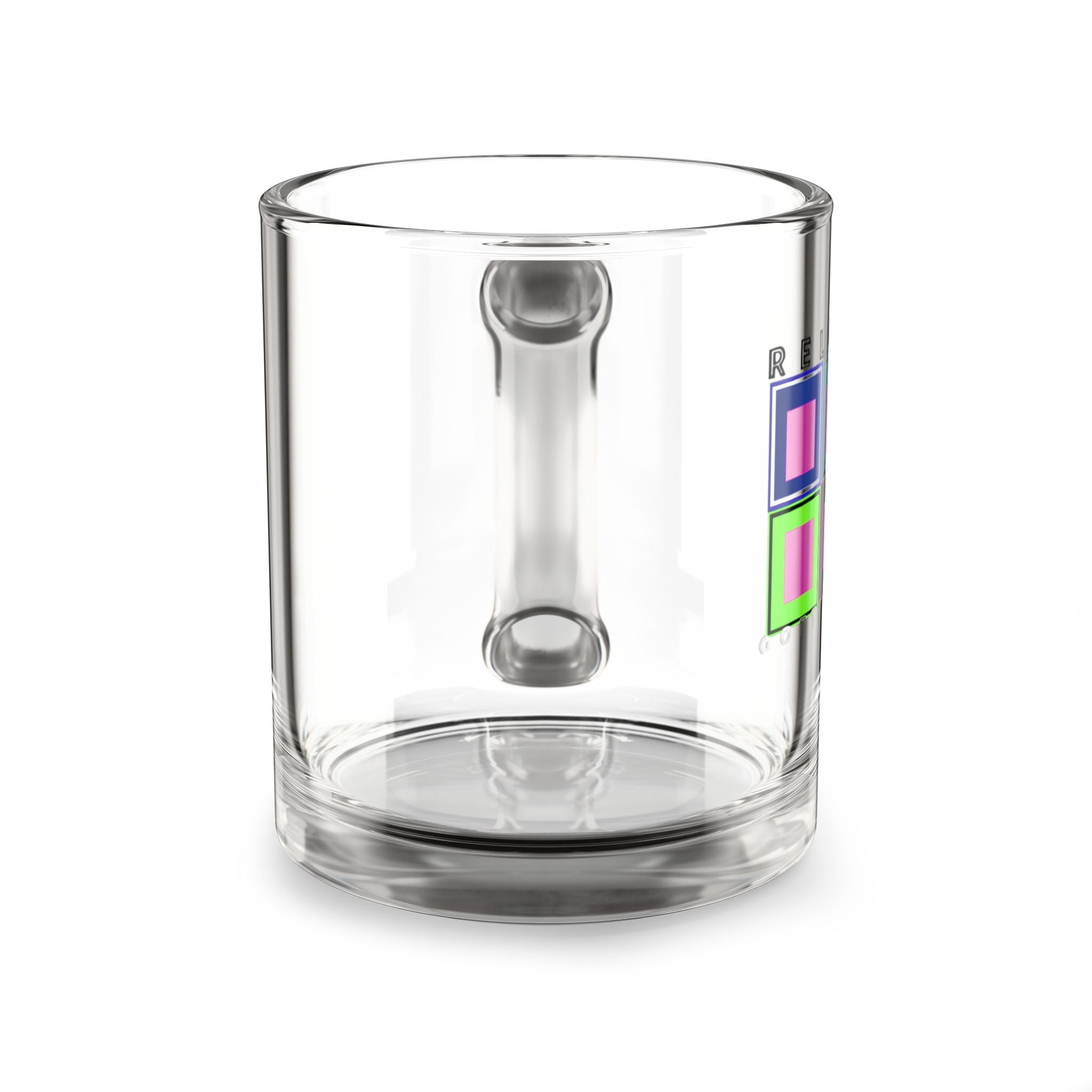 Colorful Relaxation Glass Mug, 10oz, Modern Drinkware, Unique Gift for Coffee/Tea Lovers, Funky Home Decor, Birthday, Housewarming