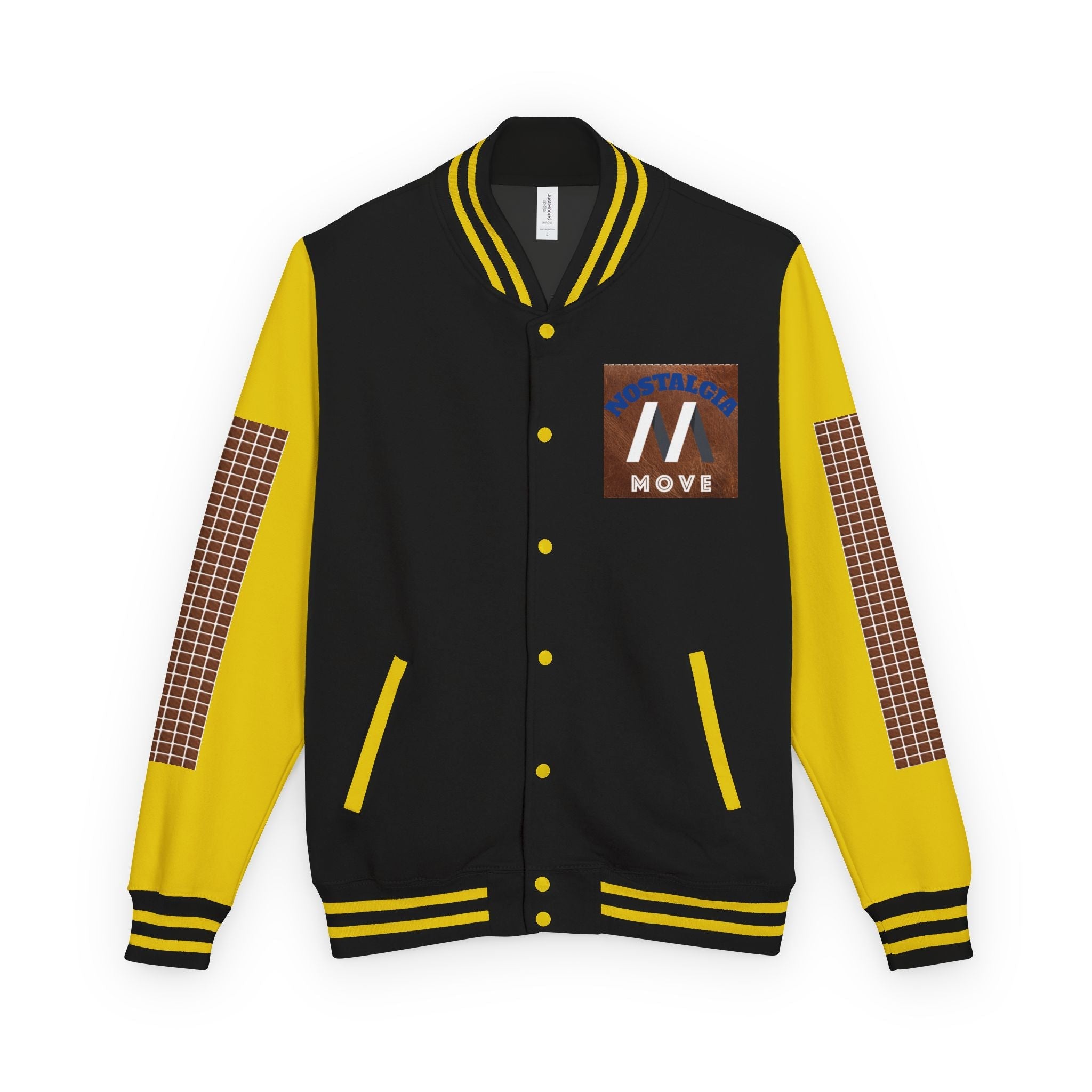 Vintage-Inspired Heavyweight Letterman Jacket, Unisex Varsity Jacket, Retro College Apparel, Perfect for Game Day, Nostalgia Move Style Printify