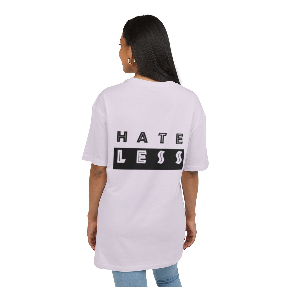 Hate Less Unisex Heavy Oversize Tee - Casual Statement Shirt for Positive Vibes