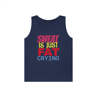 Sweat is Just Fat Crying Tank Top, Motivational Gym Shirt, Fitness Apparel, Unisex Workout Top, Summer Activewear, Gift for Fitness [...] Printify
