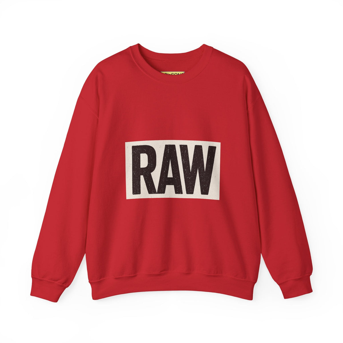 Stylish RAW Graphic Crewneck Sweatshirt, Unisex Casual Wear, Cozy Winter Layer, Trendy Streetwear, Perfect Gift for Him/Her Printify