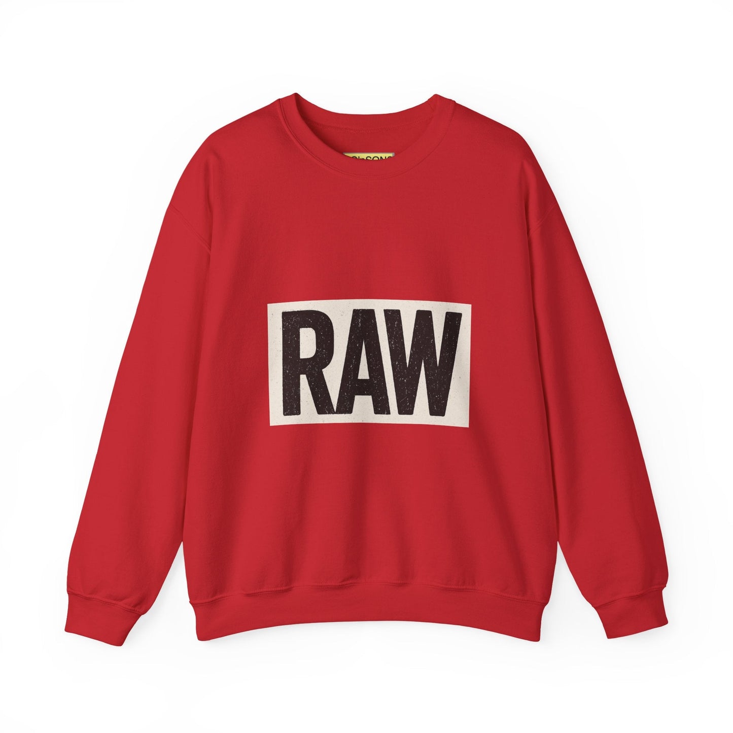 Stylish RAW Graphic Crewneck Sweatshirt, Unisex Casual Wear, Cozy Winter Layer, Trendy Streetwear, Perfect Gift for Him/Her Printify