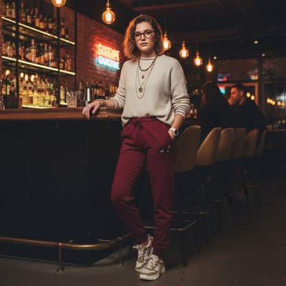 Cozy Cat Embroidered Fleece Sweatpants for Relaxation & Lounging Printify