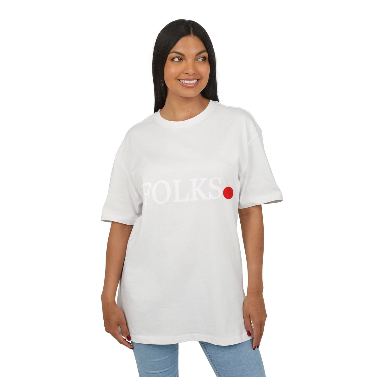 Oversized Tee with Bold Red Dot, Everyday Tee Printify