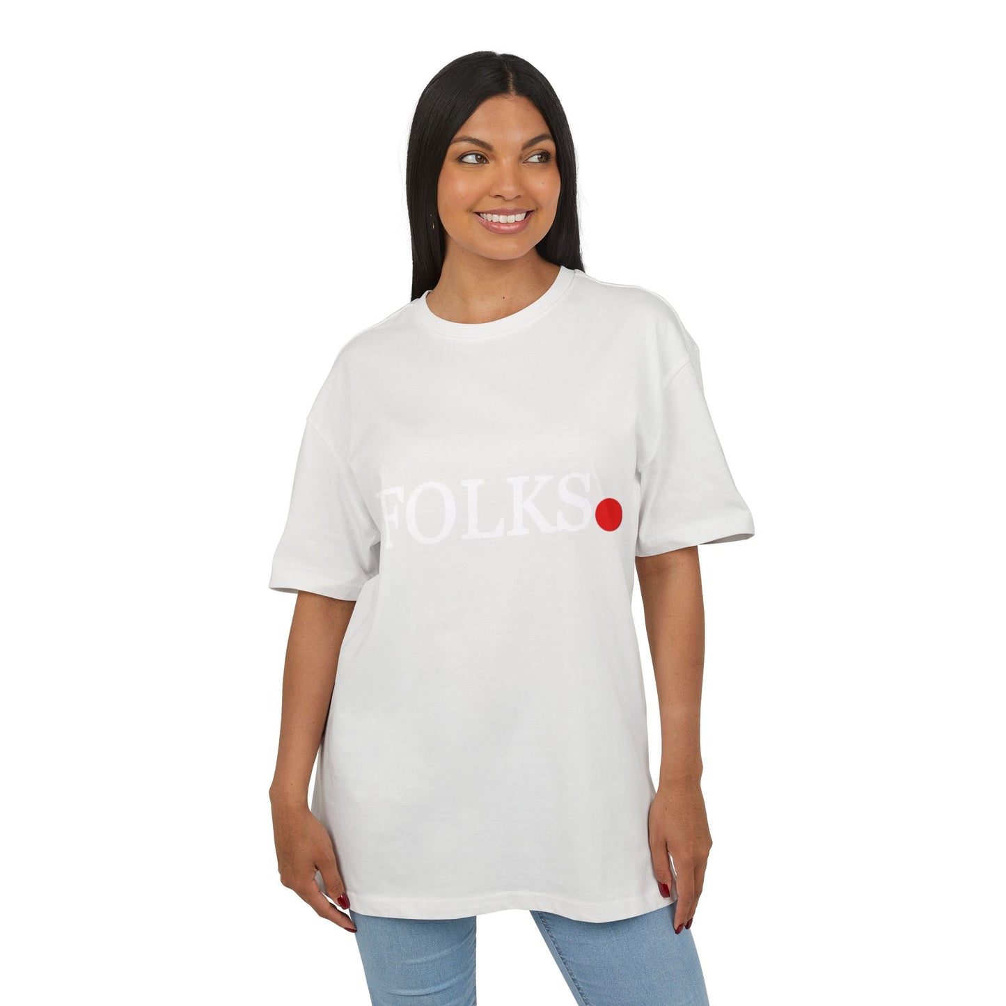 Oversized Tee with Bold Red Dot, Everyday Tee Printify