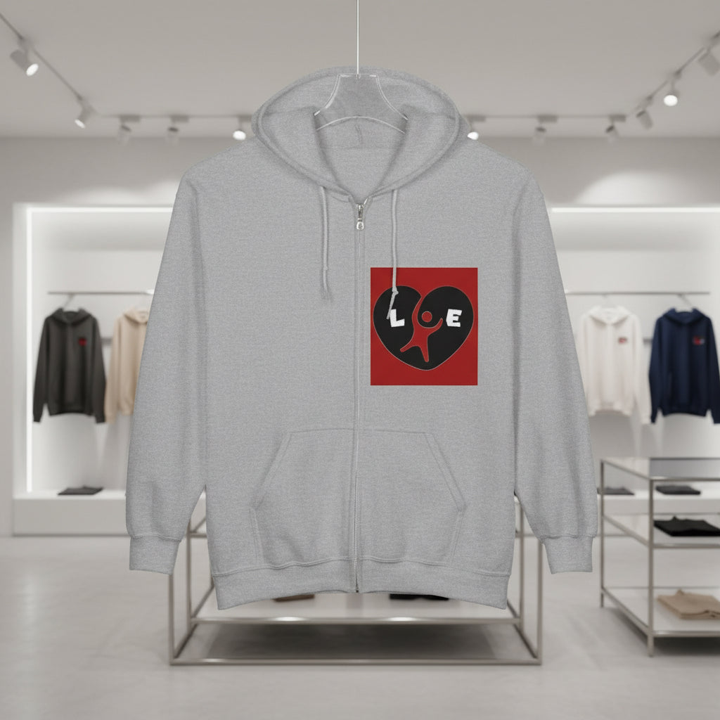 Heart Love Graphic Zip Hoodie, unisex Printify