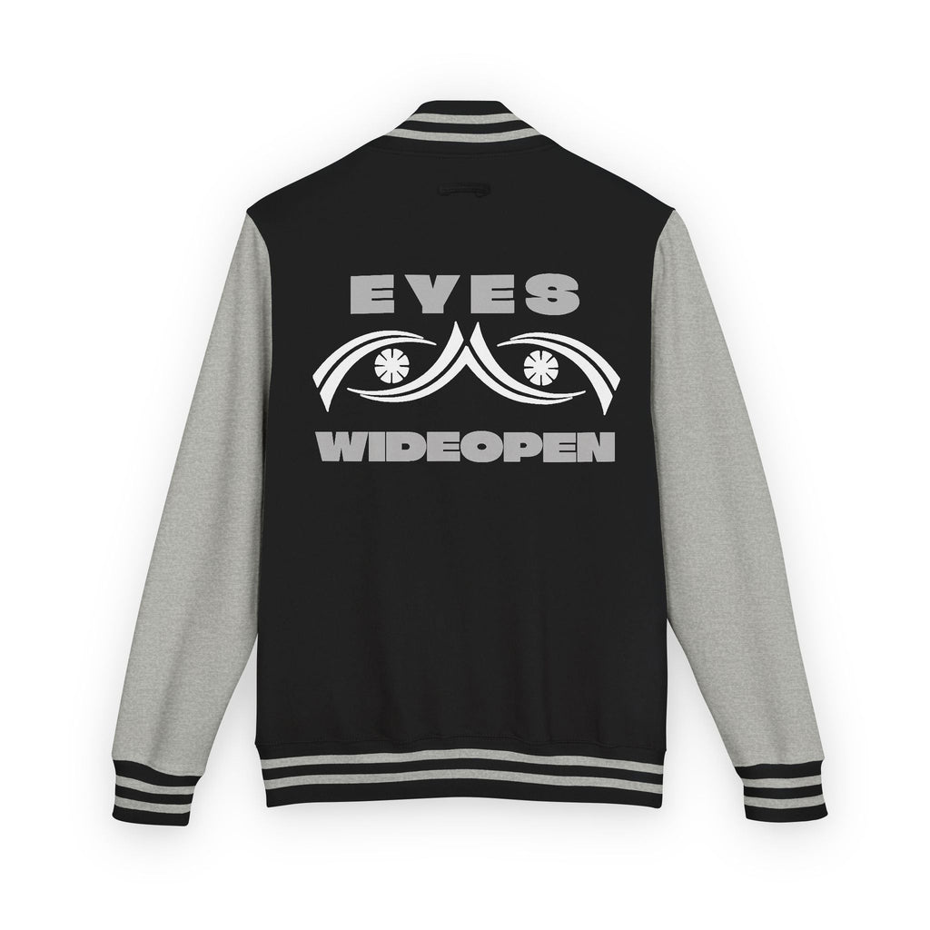 Unisex Heavyweight Letterman Jacket - Eyes Wide Open, Cozy Stylish Outerwear, Great for Game Days, Unique Gift for Teens, Trendy [...] Printify