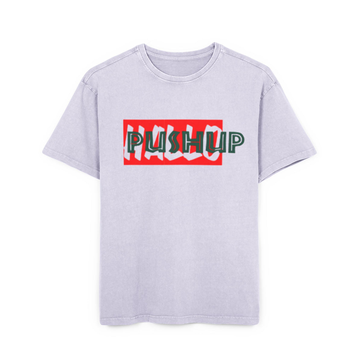 Men's Acid Washed Oversized Tee - Trendy 'Push Up' Graphic Shirt