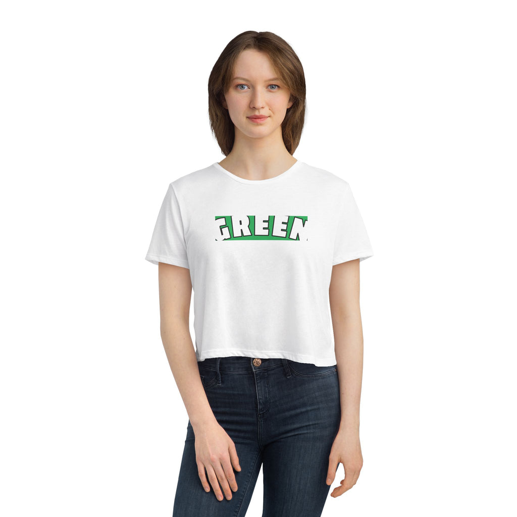 Green Flowy Cropped Tee