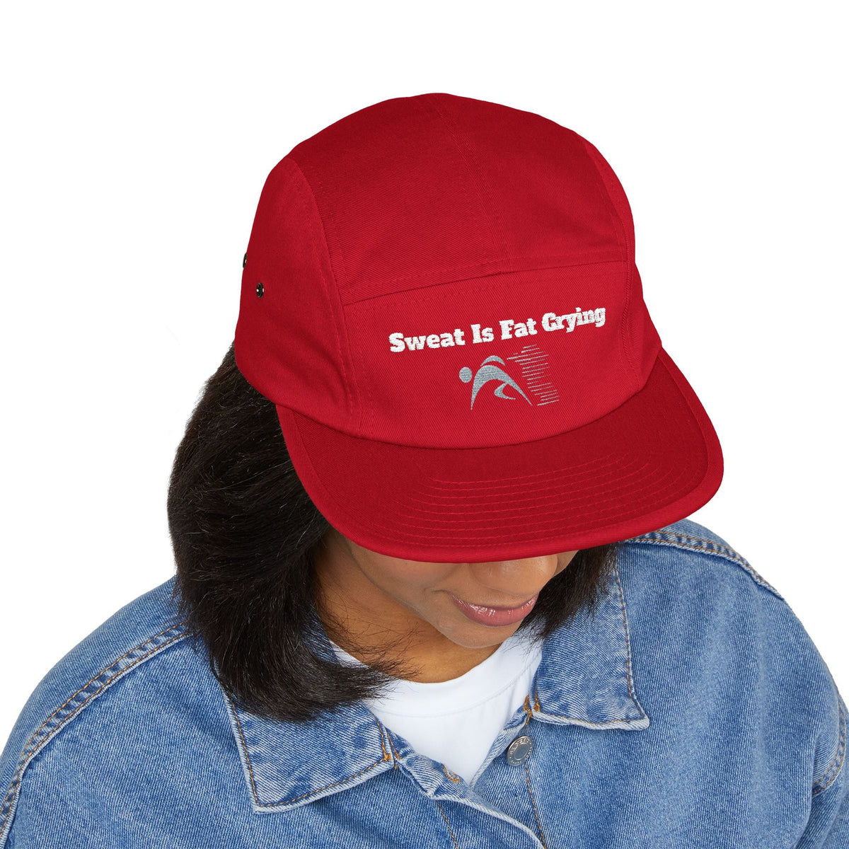 Motivational 5 Panel Cap | Sweat Is Fat Crying | Gym Wear, Sports Cap, Fitness Gift, Outdoor Hat, Workout Accessory Printify