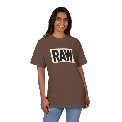 Stylish Unisex Graphic T-Shirt with 'RAW' Print, Casual Streetwear, Everyday Wear, Gift for Friends, Fashionable Basics Printify