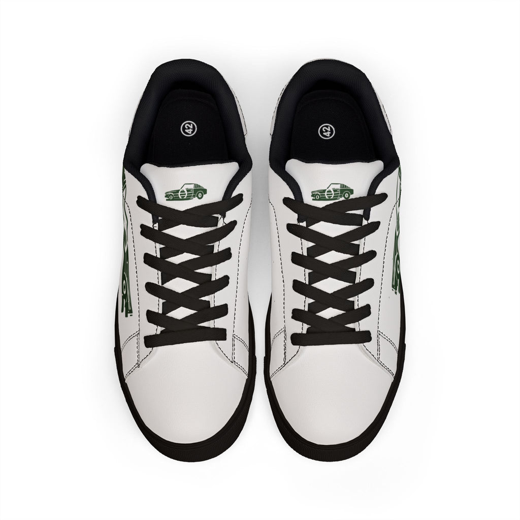 Leather Sneakers — Retro Green Classic Car Low-Top Trainers