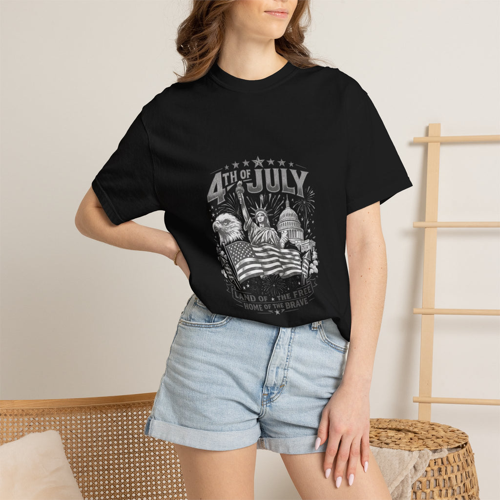 4th of July Patriotic T-Shirt — 'Land of the Free, Home of the Brave'