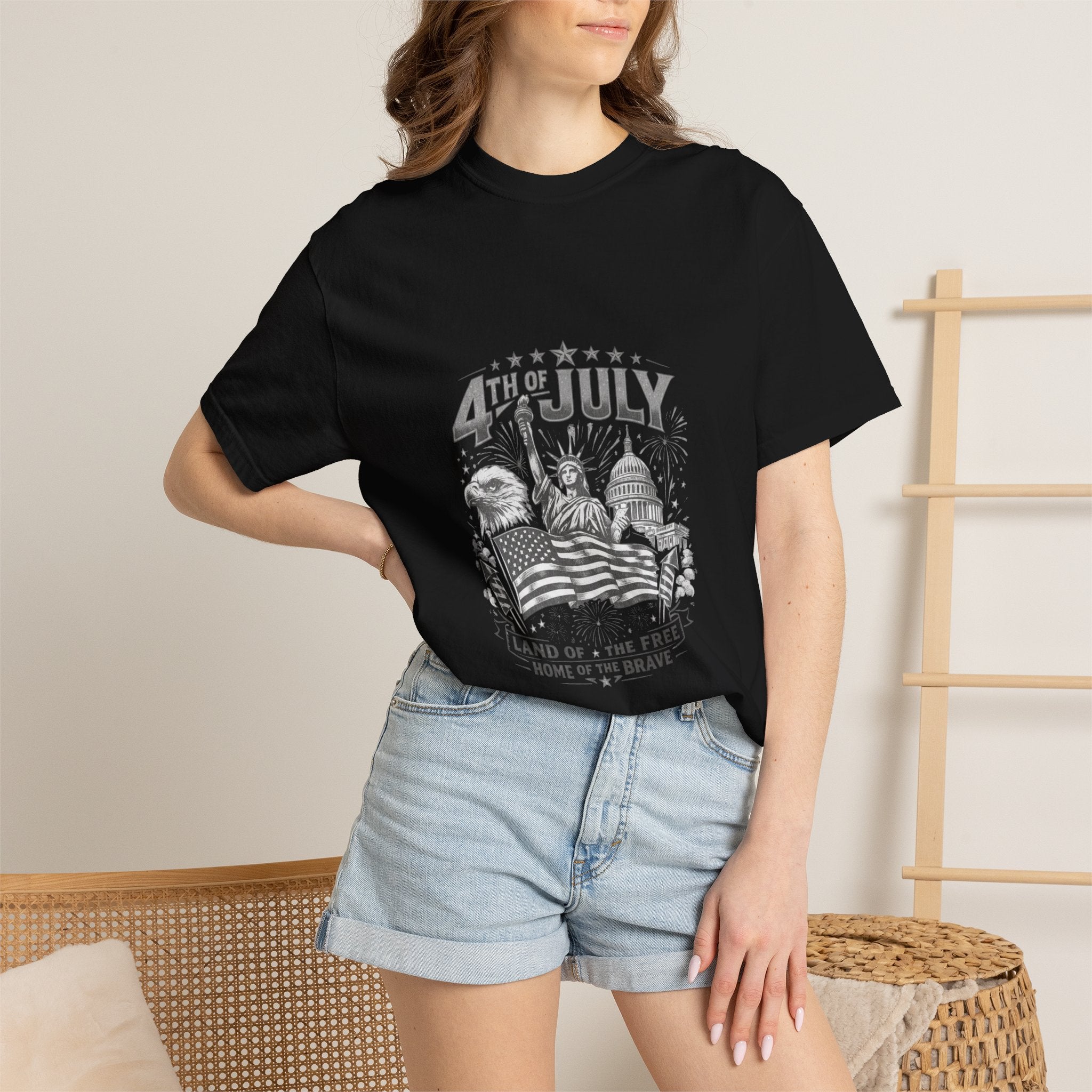 4th of July Patriotic T-Shirt — 'Land of the Free, Home of the Brave'