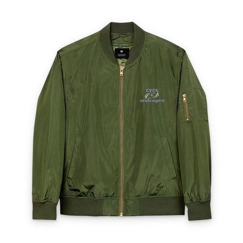 Eco-Friendly Embroidered Bomber Jacket, Stylish Outerwear, Sustainable Fashion, Gift for Her, Trendy Casual Wear, Perfect for Fall Printify