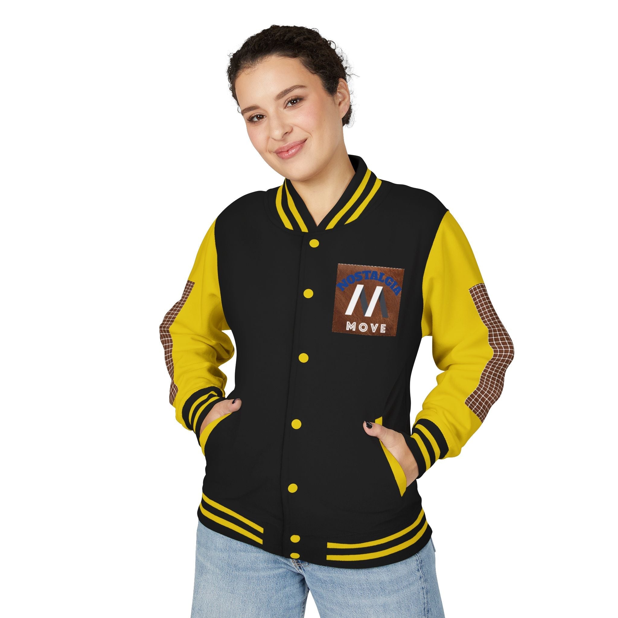 Vintage-Inspired Heavyweight Letterman Jacket, Unisex Varsity Jacket, Retro College Apparel, Perfect for Game Day, Nostalgia Move Style Printify