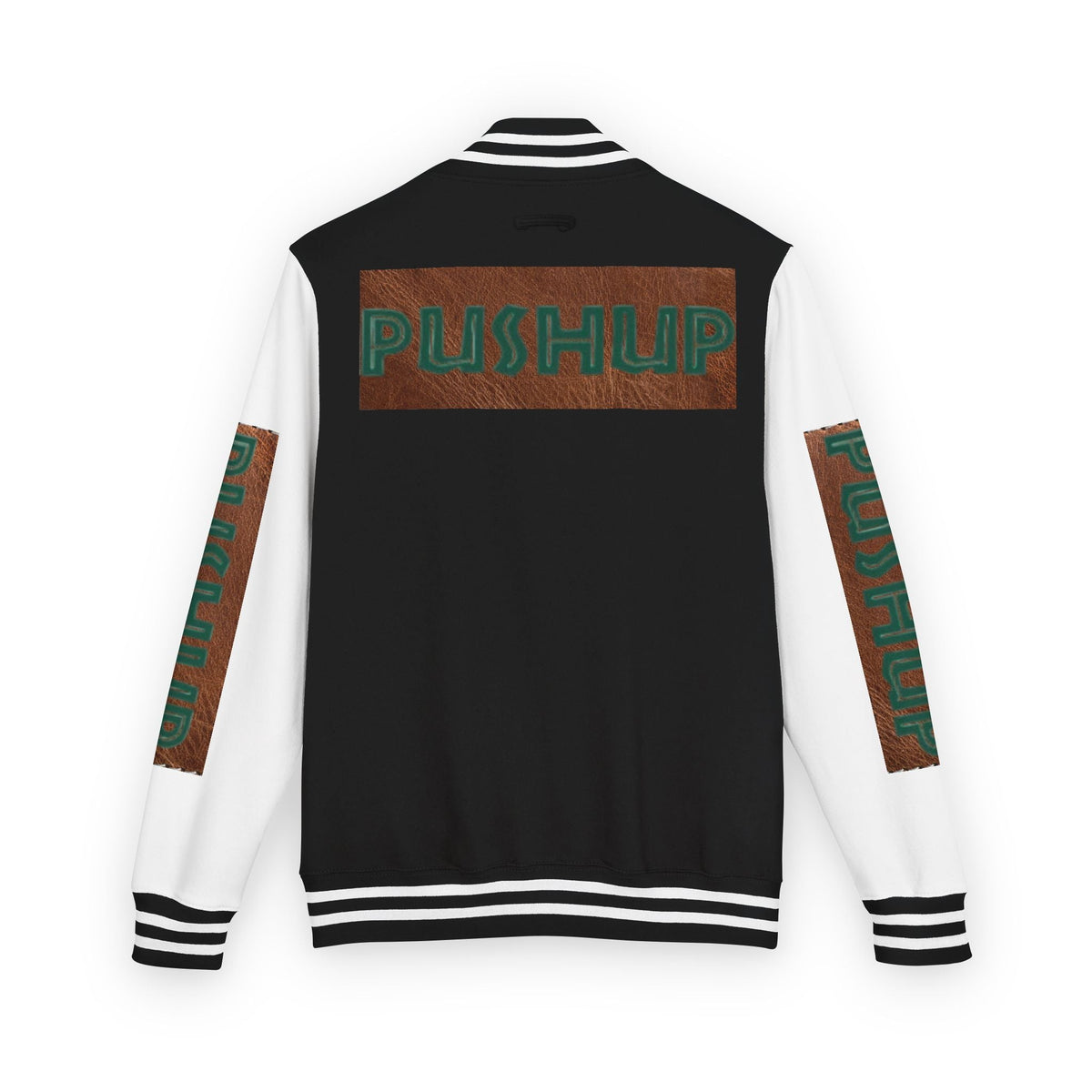Unisex Heavyweight Letterman Jacket - Bold PUSHUP Design for Sporty Style Printify