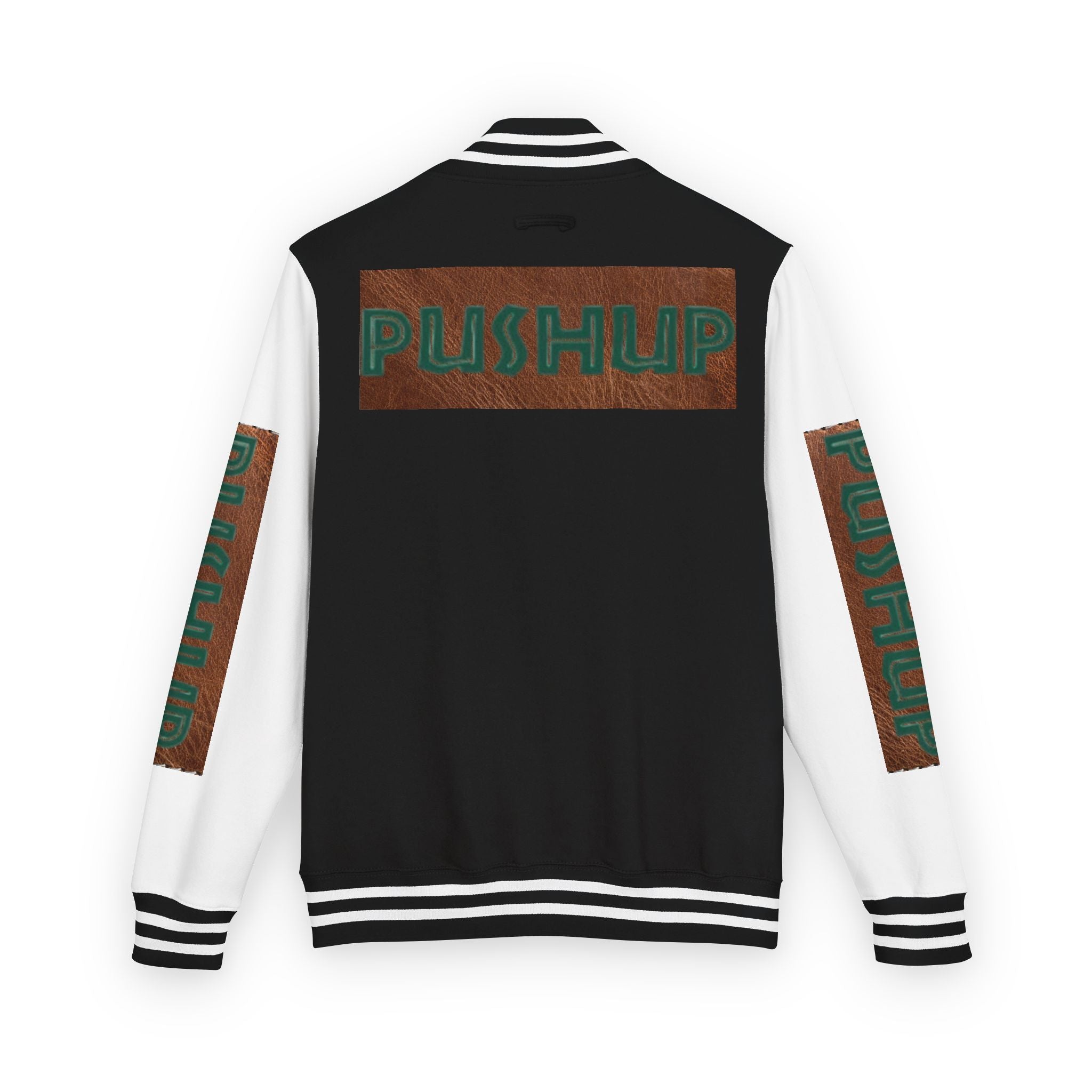 Unisex Heavyweight Letterman Jacket - Bold PUSHUP Design for Sporty Style Printify
