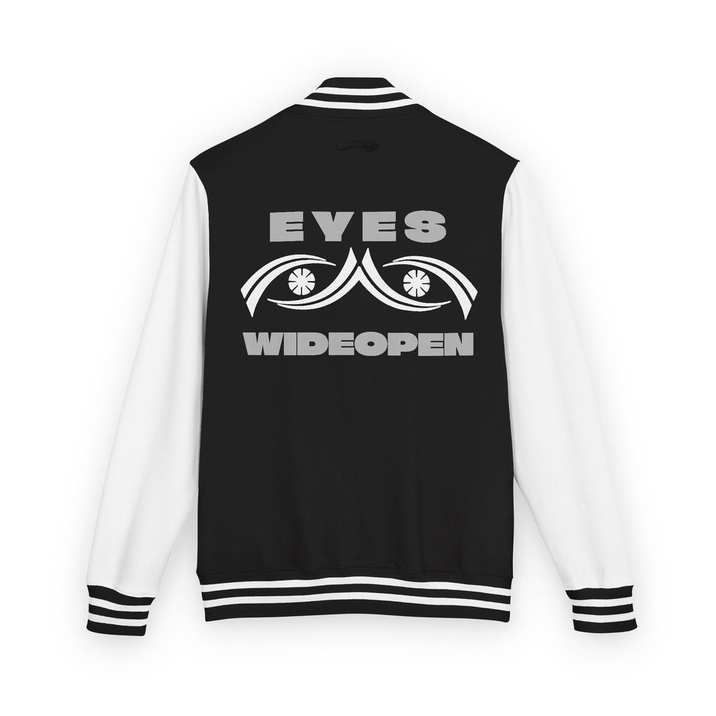 Unisex Heavyweight Letterman Jacket - Eyes Wide Open, Cozy Stylish Outerwear, Great for Game Days, Unique Gift for Teens, Trendy [...] Printify