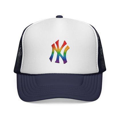 Rainbow Pride Trucker Cap - Celebratory Hat for Festivals, LGBTQ+ Events, Casual Wear, Summer Outings, Unisex Gift Printify