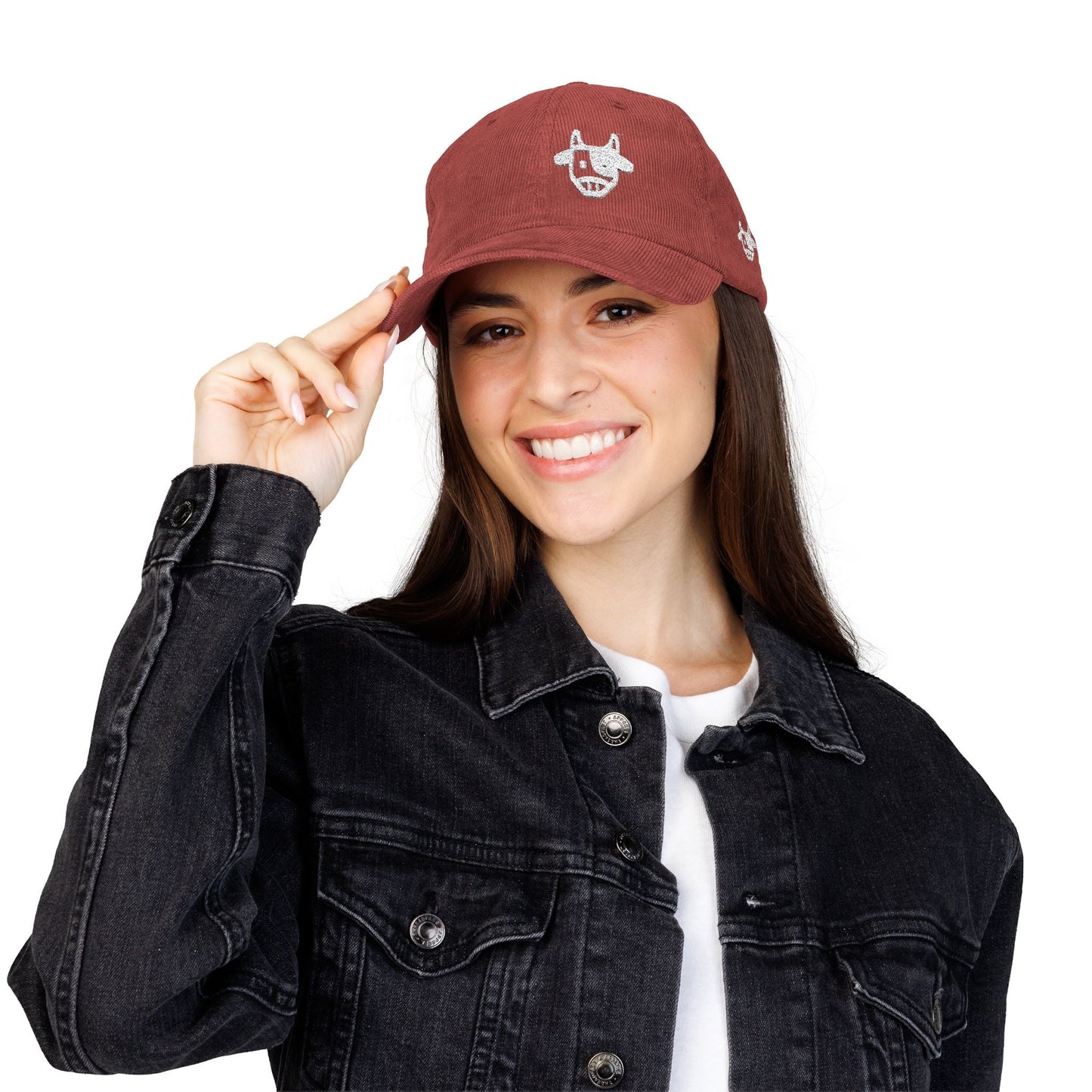 Corduroy Cap with Embroidered Design, Trendy Accessories for Fashion Lovers, Unique Gift for Holidays, Casual Daily Wear Printify
