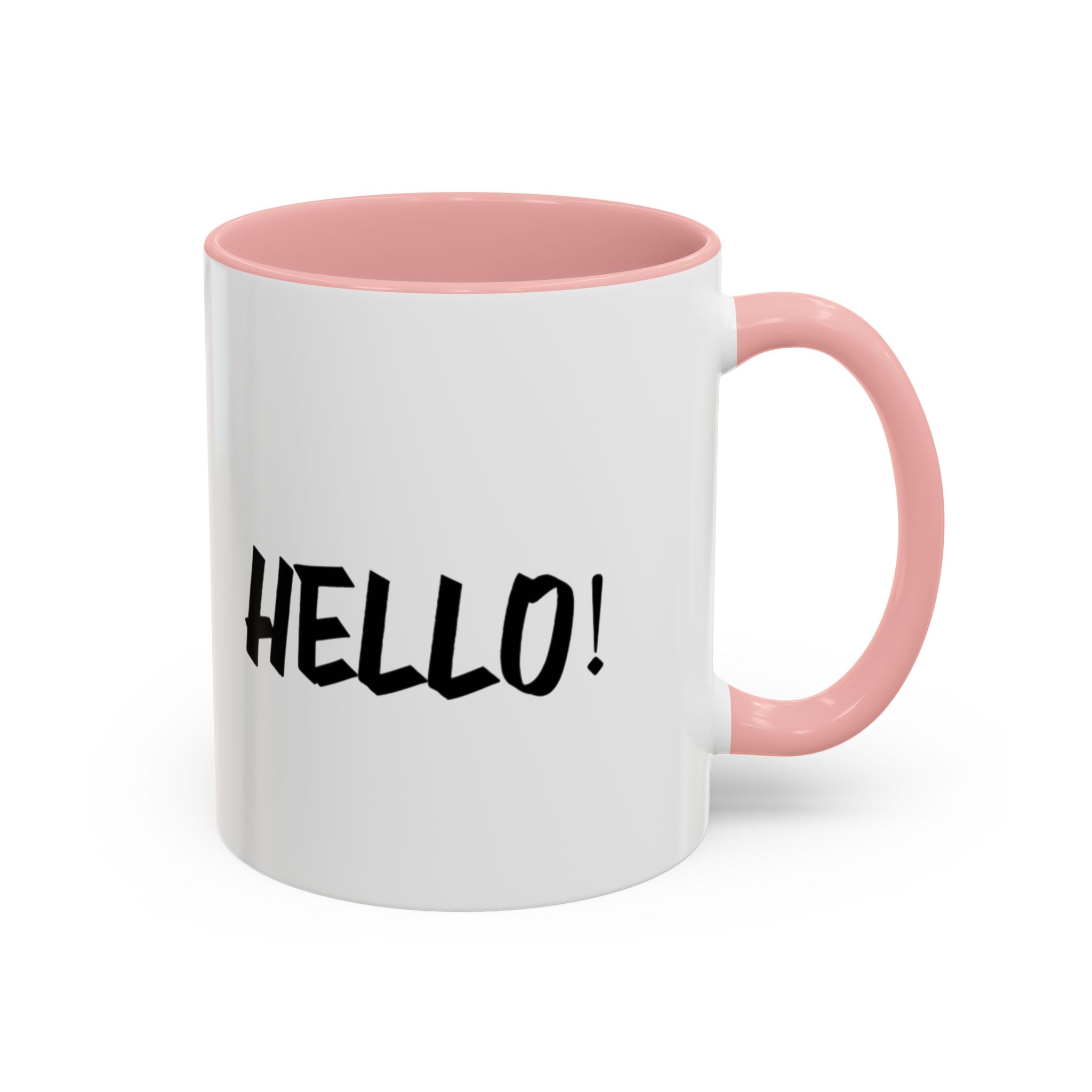 Hello! Accent Coffee Mug - Stylish 11oz & 15oz Black Handle Cup for Coffee Lovers