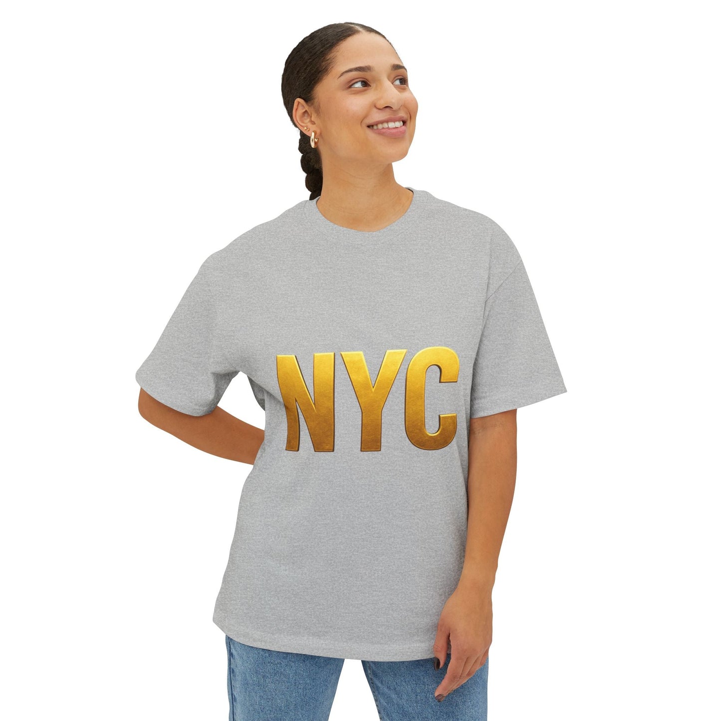 NYC Gold Foil Unisex Oversized Tee Printify