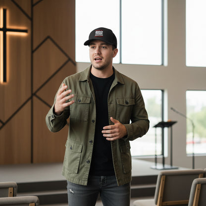 Faith-Inspired Snapback Cap | God Over Creation | Gift for Believers, Christian Apparel, Religious Accessories, Everyday Wear Printify