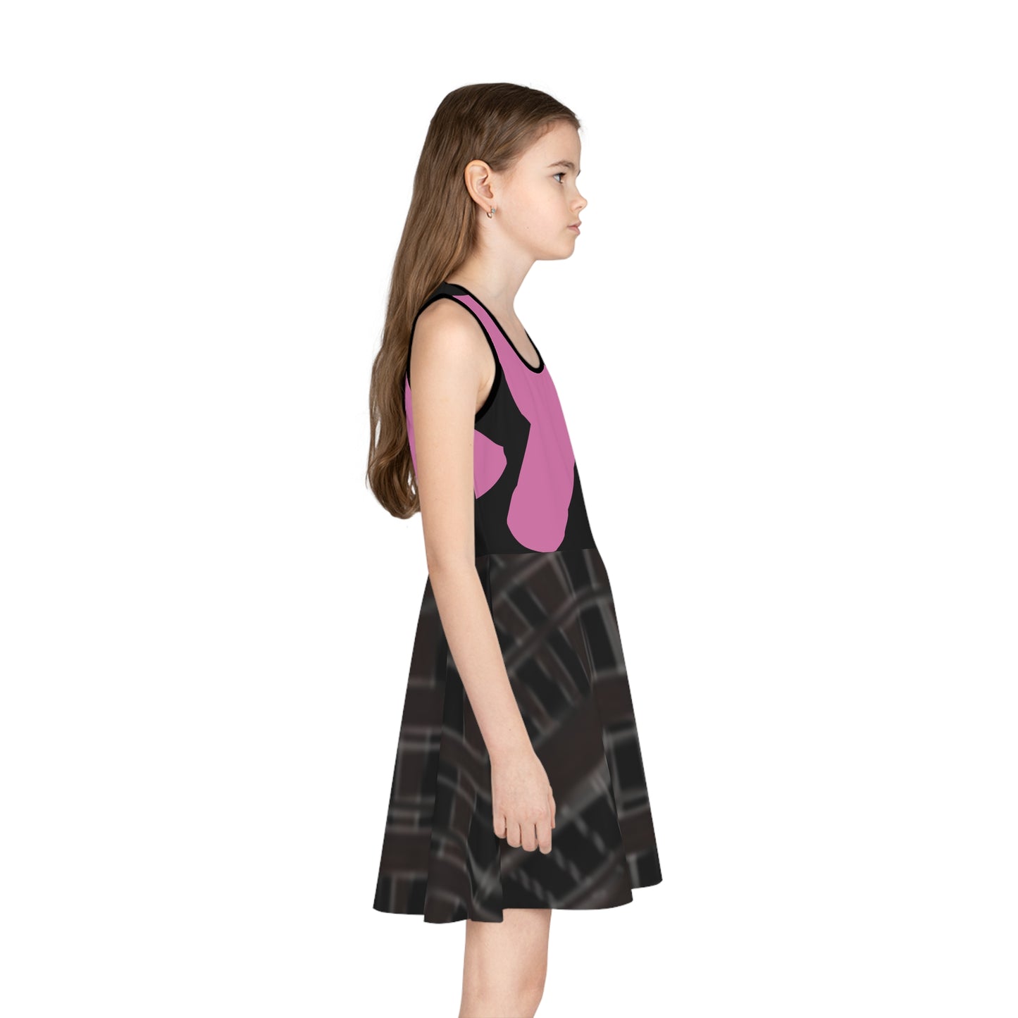 Stylish Girls' Sleeveless Sundress with Bold Pink Design