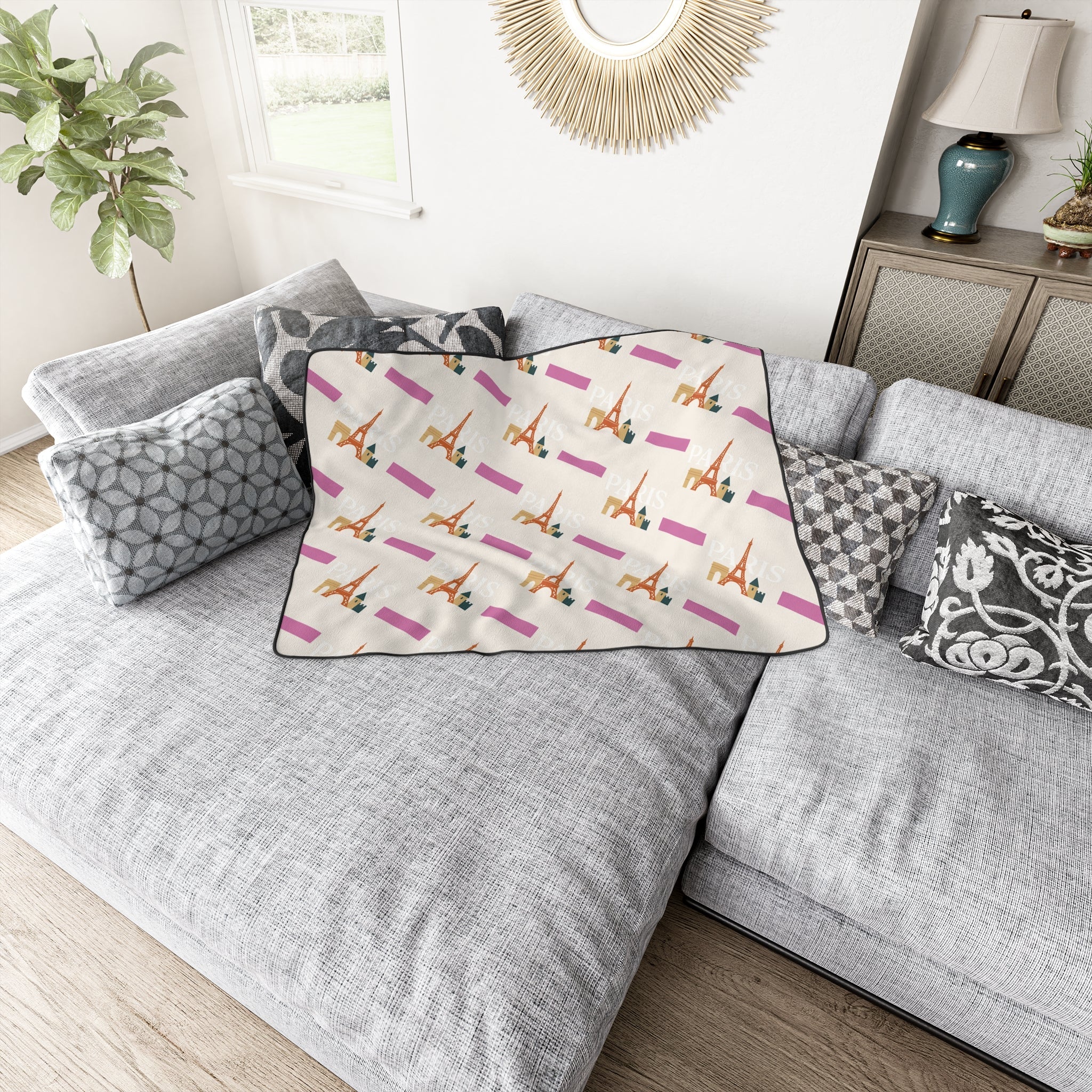 Cozy Parisian Blanket, Soft Throw Blanket for Home Decor, Eiffel Tower Blanket, Gift for Travelers, Cute Blanket for Couples Printify