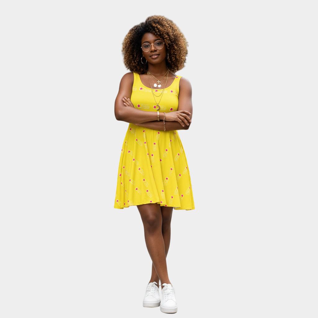 Cheerful Yellow Skater Dress, Summer Fashion Printify