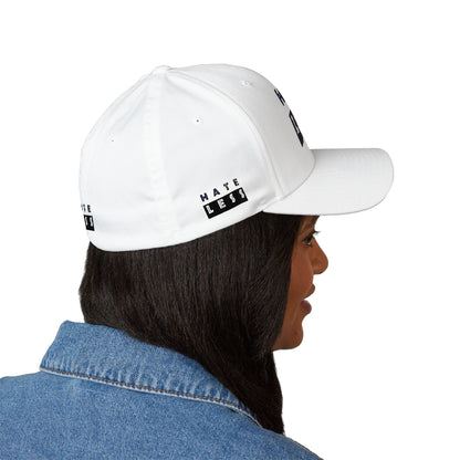 Hate Less Embroidered Cap - Stylish Closed-Back Hat for Positive Vibes