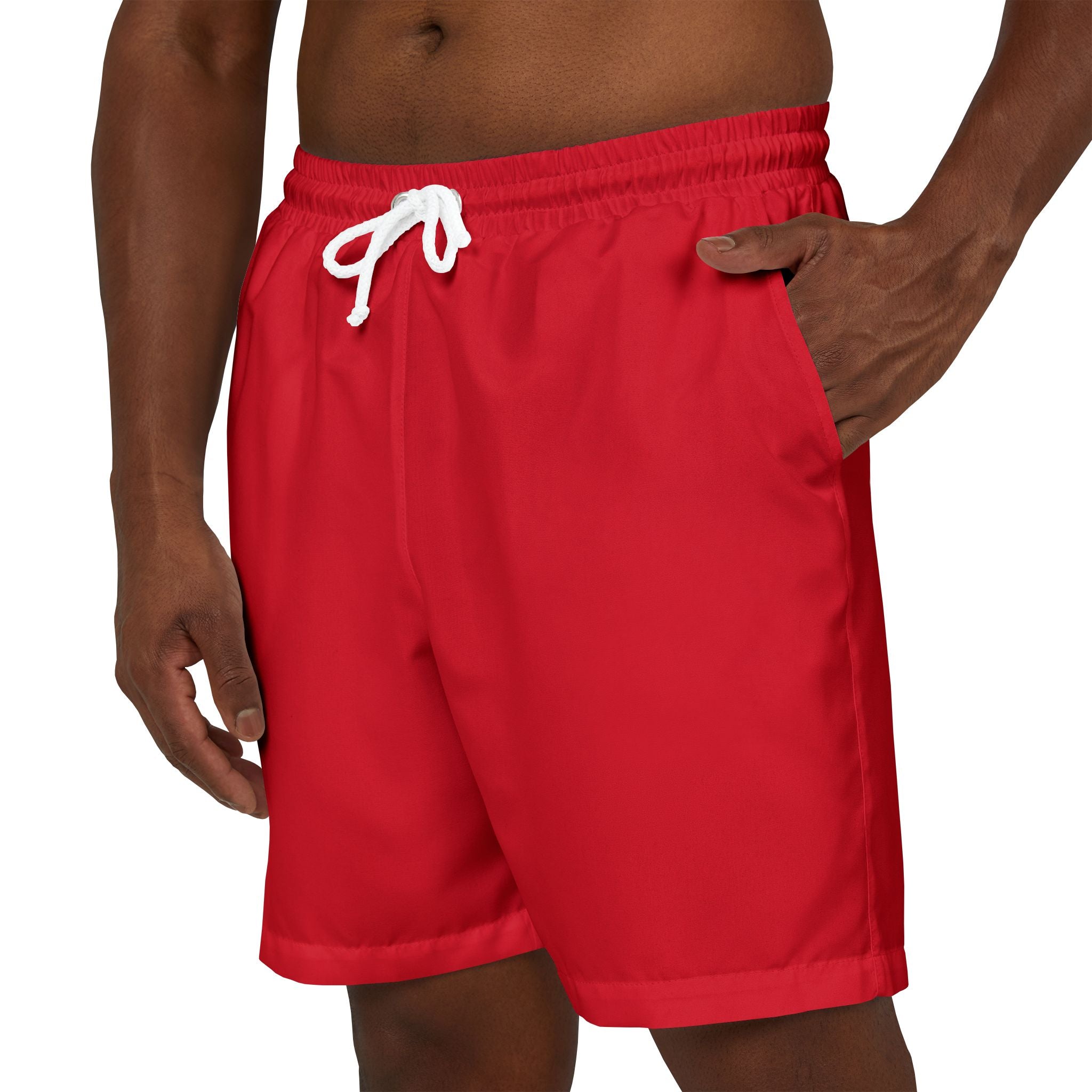 Bold Unisex Swim Shorts - Bright Red Beachwear, Summer Essentials, Vacation Attire, Pool Party, Surfing Gear