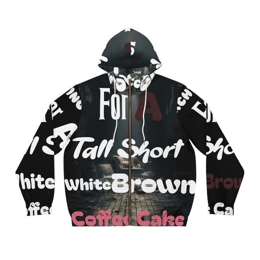 White Brown Coffee Cake Full-Zip Hoodie