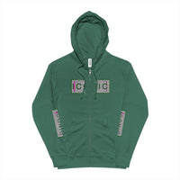 Unisex Fleece Zip Up Hoodie - Iconic Green Layered Design