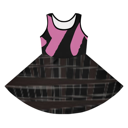 Stylish Girls' Sleeveless Sundress with Bold Pink Design