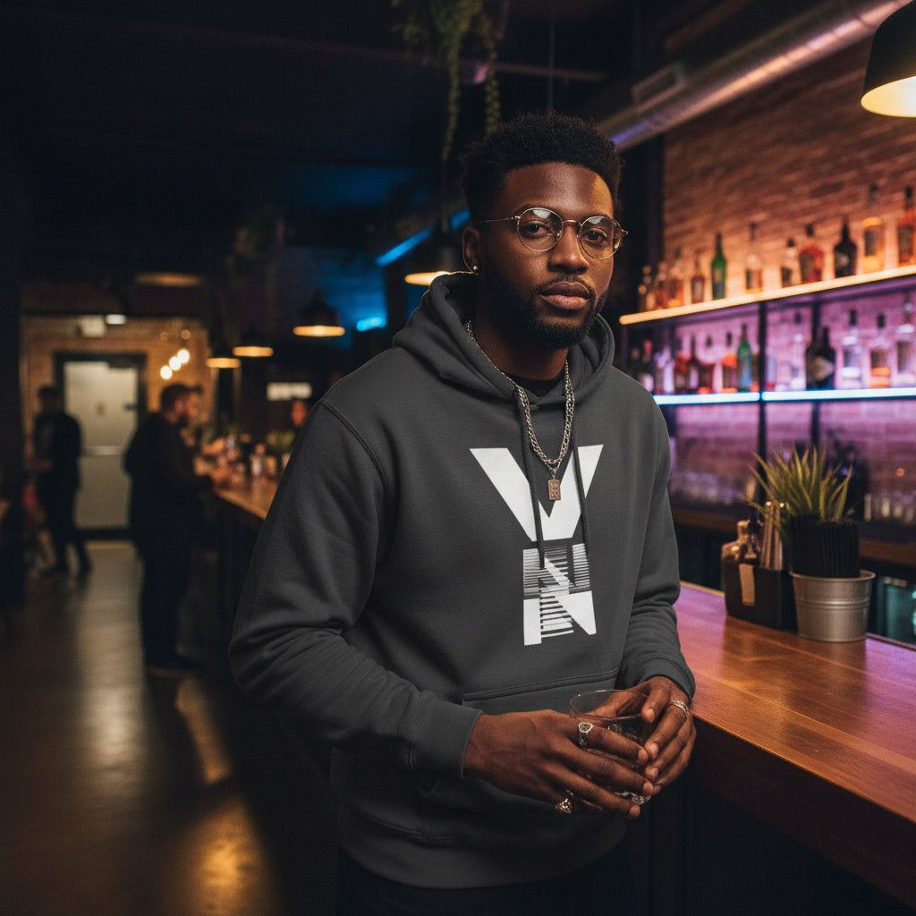 Stylish Three-Panel Fleece Hoodie Printify