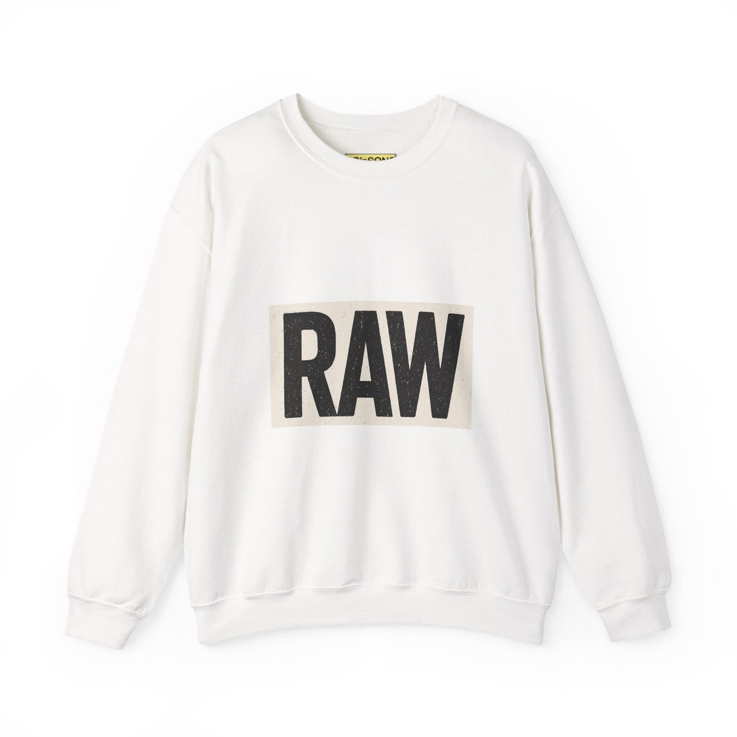 Stylish RAW Graphic Crewneck Sweatshirt, Unisex Casual Wear, Cozy Winter Layer, Trendy Streetwear, Perfect Gift for Him/Her Printify