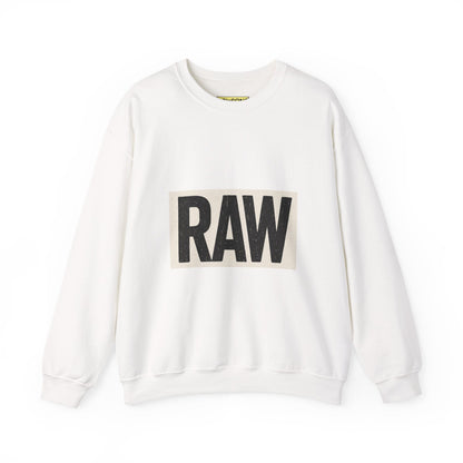 Stylish RAW Graphic Crewneck Sweatshirt, Unisex Casual Wear, Cozy Winter Layer, Trendy Streetwear, Perfect Gift for Him/Her Printify